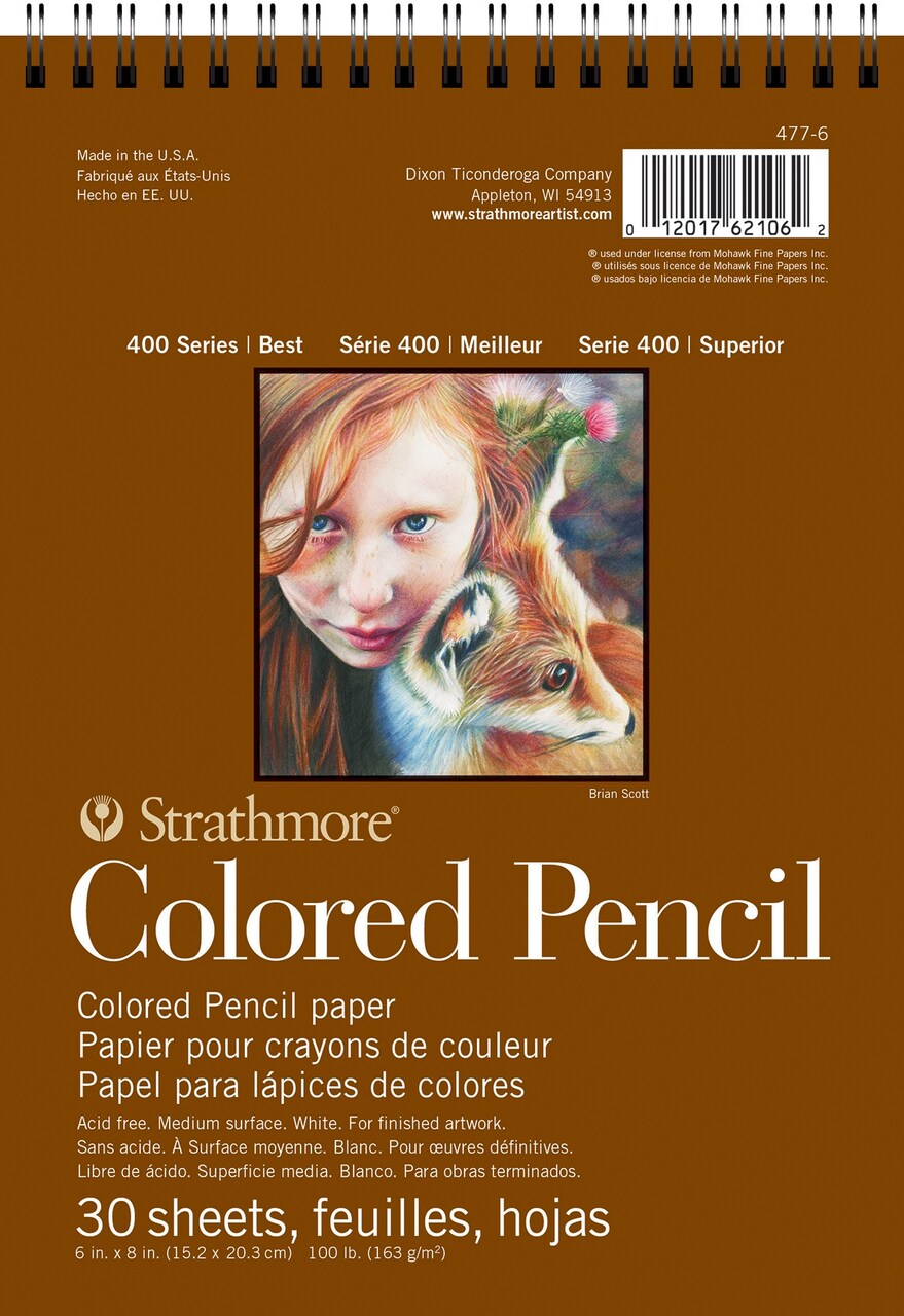 Strathmore 400 Series Colored Pencil Pad 100lb 6"X8"-Wirebound Top, 30 Sheets
